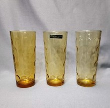 Hazel Atlas Tumblers Coolers 16 oz Amber Glass Granada Gold Hazelware Glasses x3 - $19.80