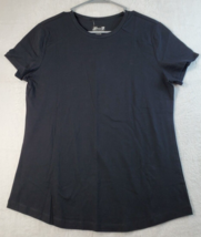 Seven7 T Shirt Womens Medium Black Knit 100% Cotton Short Sleeve Round Neck Top - £9.93 GBP