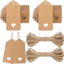 Kraft Paper Tags 100 Pcs Heart Gift Tags Craft Hang Tags With Jute Twine... - $12.99