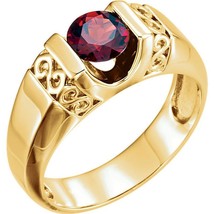 14k Yellow Gold Men&#39;s Mozambique Garnet Ring - £1,370.57 GBP+