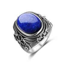 Nasiya Luxury Vintage  Sterling Silver Ring 11x17MM Big Oval Lapis Lazuli Rings  - £15.13 GBP