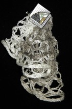 Vintage Silver, Mother of Pearl, and Rhinestone Pin with Ruffle Drop Pin - $15.00