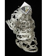 Vintage Silver, Mother of Pearl, and Rhinestone Pin with Ruffle Drop Pin - $285.54 MXN