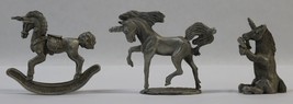 Lot of 3 Pewter Spoontiques &amp; Rawcliffe Miniature Figurine Rocking Unicorn Flute - £12.05 GBP