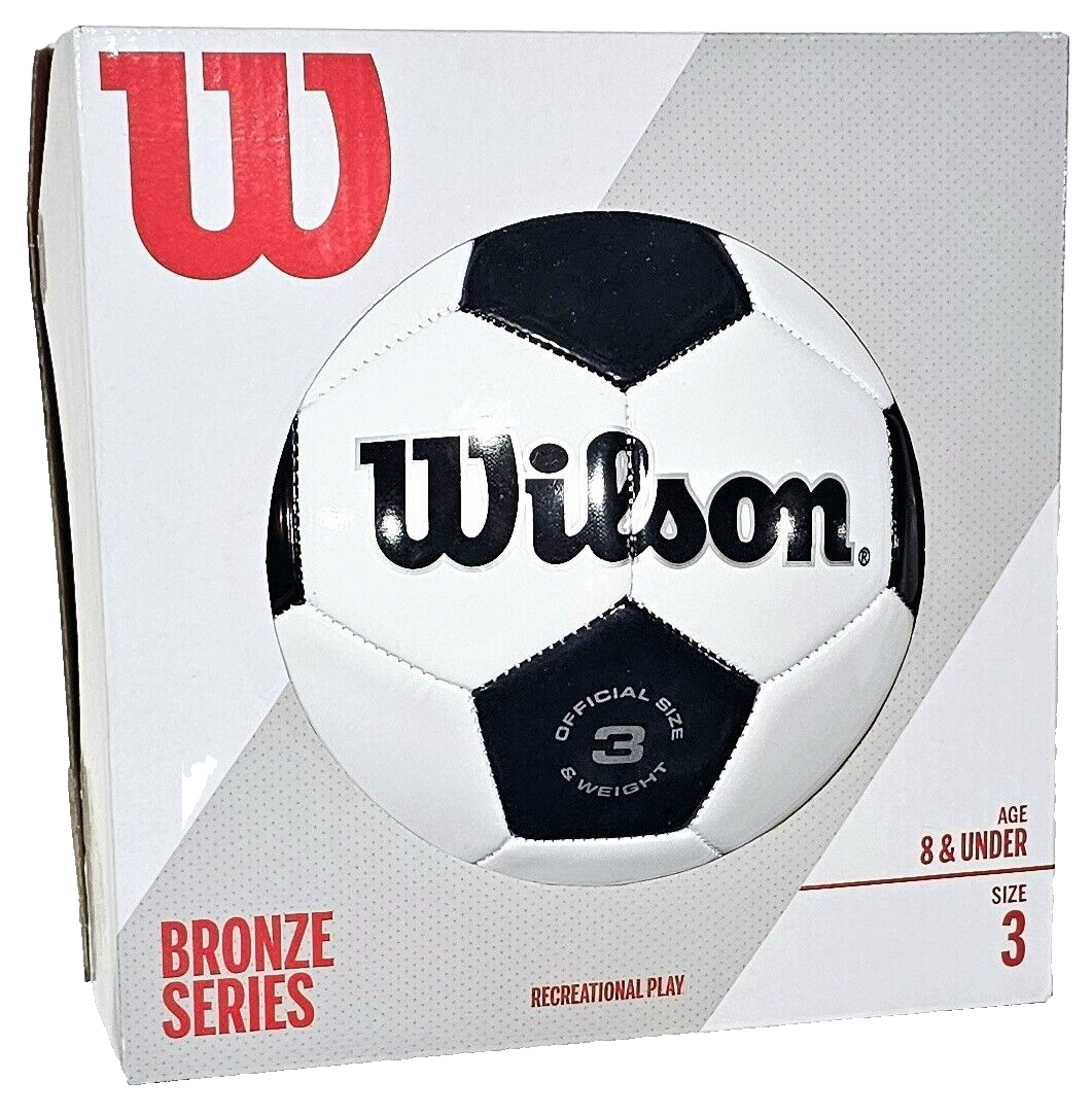 Wilson Bronze Series Recreational Play Soccer Ball Black White Size 3 Age 8 Up - £22.70 GBP