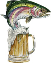 Rainbow Trout in Beer Mug Sticker Decal Auto SUV RV ATV Camper Tailgate ... - £5.55 GBP+