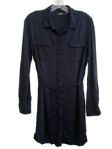 Obey Long Sleeve Shirt Dress Size Medium Black Button Up Collared Tie Wa... - £11.27 GBP