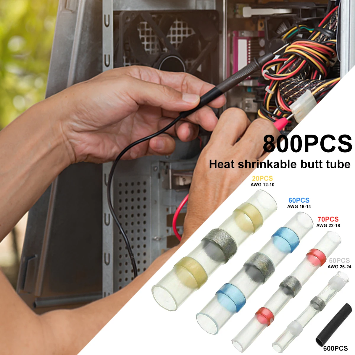 800 Pcs Solder Seal Wire Connectors and Heat Shrink  Sleeves Kit Waterproof Heat - £71.15 GBP