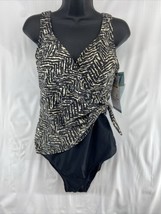 Christina Bathing One Full Body 51029 Suit Size 16W Black Multicolor Abs... - $42.74