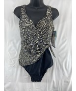 Christina Bathing One Full Body 51029 Suit Size 16W Black Multicolor Abs... - $58.20 CAD