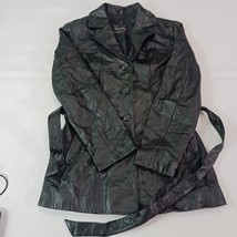 Outbrook Women's Jacket Black Belted Fit Genuine Leather Button Jacket Sz Small image 14