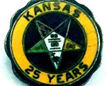 Vtg Order of the Eastern Star KANSAS 25 Year Enamel Lapel Pin  - $16.88