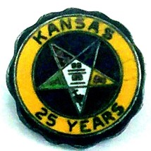 Vtg Order of the Eastern Star KANSAS 25 Year Enamel Lapel Pin  - £13.26 GBP