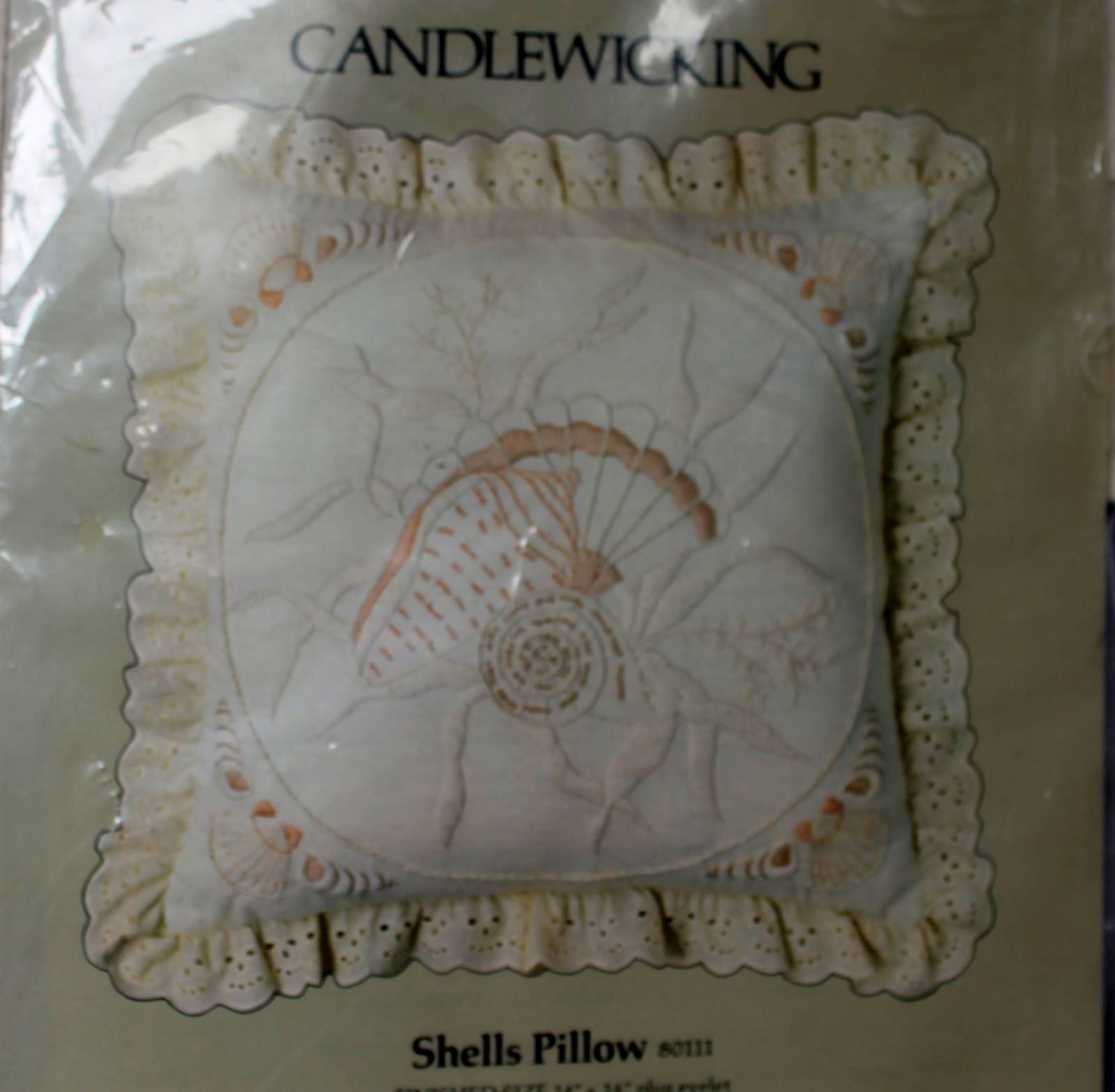 1983 Candamar Designs Candlewick Sea Shells Pillow Craft Sew Kit 14" x 14" - £11.77 GBP