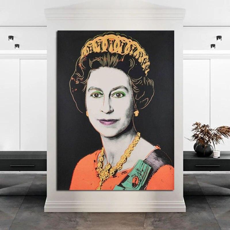Hand PaintedQueen Elizabeth II Canvas Hand Painted Oil Paintings Andy Warhol Wal