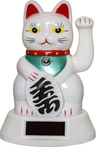 Amlong plus Japanese Maneki Neko Fortune Cat Lucky Cat Waving Arm, Solar Powered - £13.14 GBP
