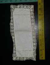 Vintage Handmade 11.5x5 Rectangular Crochet Wide Edge Table Mat Runner o... - $11.99