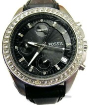 Fossil Rhinestone WR 10atm Silicone All Stainless Steel New Batt Run Woman Watch - £35.30 GBP