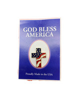 God Bless America Crucifix Cross Pin Lapel Cap Hat USA United States Flag - £7.56 GBP