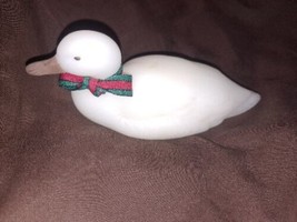 FENTON 5 INCH WHITE SATIN HAND PAINTED  DUCK FIGURINE SIGNED C Smith Chr... - £51.85 GBP