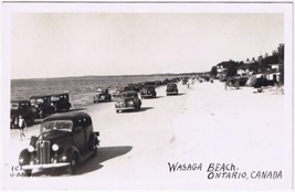 Postcard RPPC Old Cars On Wasaga Beach Ontario J Bain Photo - £19.75 GBP
