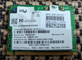 Intel Internal Wireless Lan Card 2200BG WM3B2200BG Mini Pci Wi Fi - $15.79