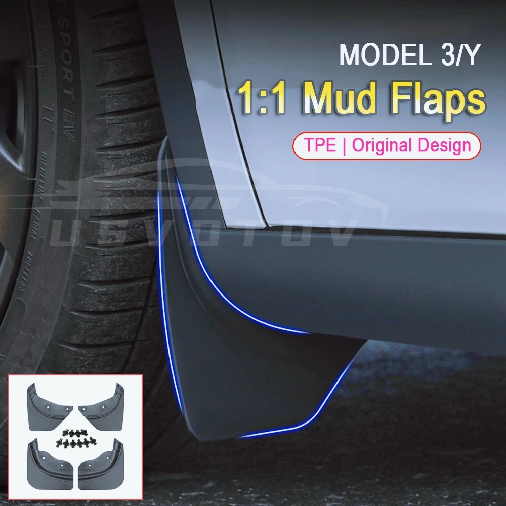 Soft Mud Flaps For Tesla Model Y 3 Highland Accessories TPE Mudguards Original - £22.19 GBP+