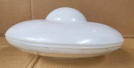 Large Art Deco Milk Glass  GLobe Lamp Shade Chandalier Space age SaucerMCM C - £196.84 GBP