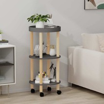  3-tier Trolley Gray 15"x15"x32.3" Engineered Wood&Solid Wood Pine - $115.99