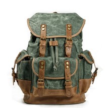 Waterproof wax canvas hiking fishing hunting bag backpack outdoor military backp - £128.10 GBP