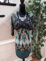 Cristina Love Womens Multicolor Polyester V-Neck Long Sleeve Knee Length Dress L - £21.67 GBP