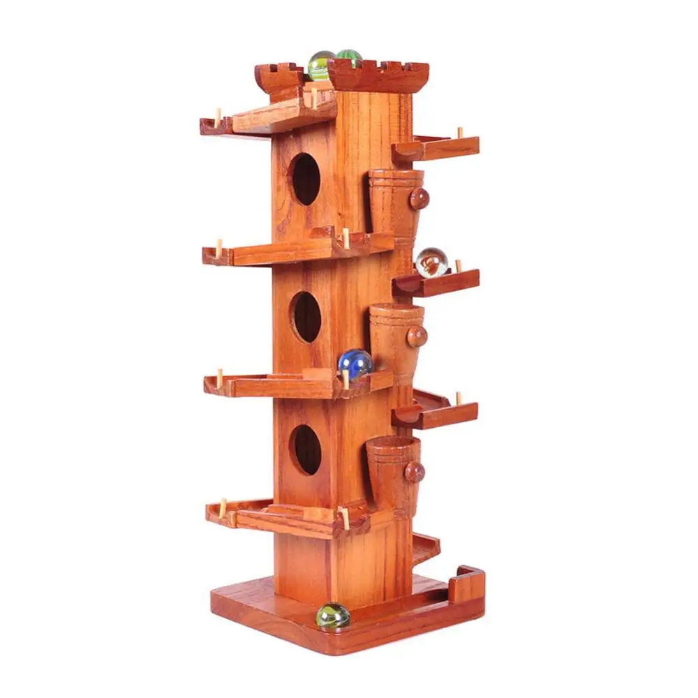 Funny Marble Ball Run Wooden Tower Construction Track Game Educational K... - £20.18 GBP