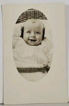 RPPC Sweet Smiling Baby Masked Oval Portrait Real Photo Postcard K3 - £5.44 GBP