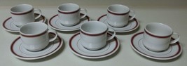 Suisse Langenthal 6oz. Espresso 6 Cups &amp; 6 Saucers Red White &amp; Gold - £33.42 GBP