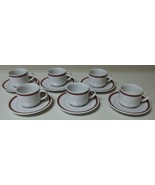 Suisse Langenthal 6oz. Espresso 6 Cups &amp; 6 Saucers Red White &amp; Gold - £32.88 GBP