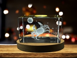 LED Base included | Cancer Zodiac Sign 3D Engraved Crystal Keepsake Gift - £31.59 GBP+