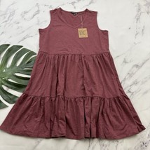 Toad &amp; Co Marley Tiered Shift Dress Size L New Wild Ginger Dark Pink Poc... - £32.76 GBP