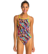 TYR Womens One Piece Swimsuit Crosscutfit Open Back Papua Colorful 34 M - £26.96 GBP