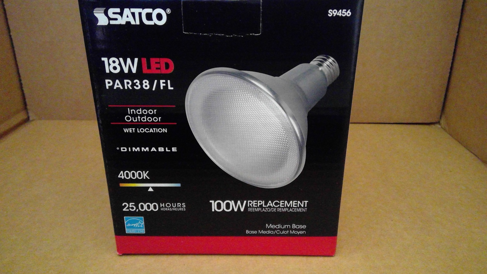 Satco 18W LED PAR38/FL Indoor/outdoor, wet location, Flood 40°, 100W rep... - $8.59