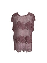 Modern Movement Womens Top Size Large Semi Sheer Purple Lace Floral  Ove... - $14.85