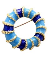 Rare! Vintage Tiffany &amp; Co 18k Yellow Gold Blue Enamel Cirlce Rope Brooc... - $56,544.11 MXN