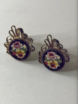 Vintage Micro Mosaic Jewelry Mosaic Clip On Earrings (1 Pair) - £31.03 GBP