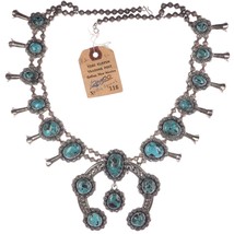 Large 50&#39;s-60&#39;s Native American sterling/turquoise squash blossom necklace - $1,994.85