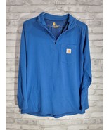 Carhartt M Active Quarter Zip Fitted Pullover Men Size Medium Blue Logo - $399.63 MXN