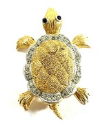 Damon POLCINI (c) 1960s-1980 Turtle Brooch Rhinestones, Red Eyes, Gold T... - €34,70 EUR
