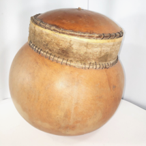 African Gourd Storage Vessel with Lid Vintage 14&quot; TALL *SEE NOTES - $15.00
