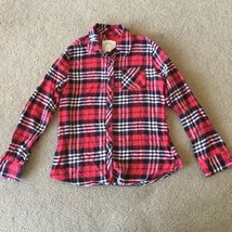 Girls Justice Long Sleeve Button Down Shirt Size 12 Bedazzled Studded Red Plaid - £11.67 GBP