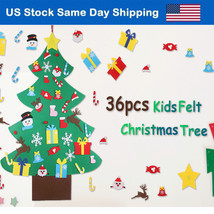 4Ft Christmas Felt Tree Wall Hanging Christmas Tree Set 36Pcs Ornaments ... - $24.69