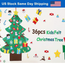 4Ft Christmas Felt Tree Wall Hanging Christmas Tree Set 36Pcs Ornaments ... - £20.77 GBP