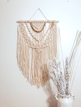 Large macrame wall hanging with wooden beads  , Bohemian macrame mural, ... - £58.64 GBP